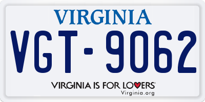 VA license plate VGT9062