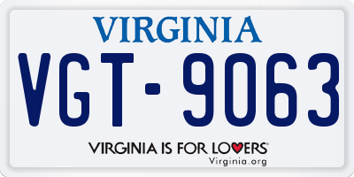 VA license plate VGT9063