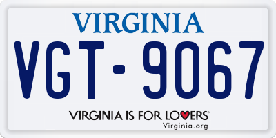 VA license plate VGT9067