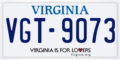 VA license plate VGT9073