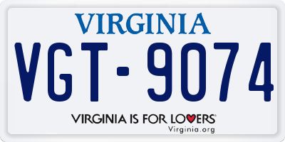 VA license plate VGT9074