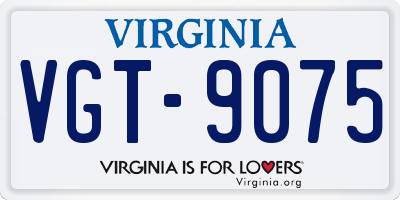 VA license plate VGT9075