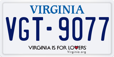 VA license plate VGT9077