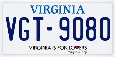 VA license plate VGT9080