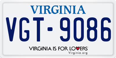 VA license plate VGT9086