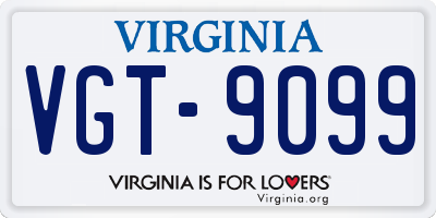 VA license plate VGT9099