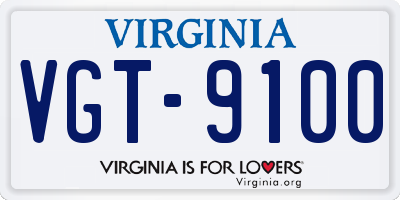 VA license plate VGT9100