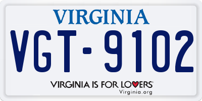 VA license plate VGT9102