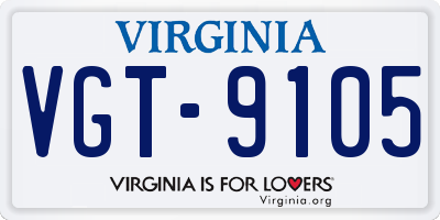 VA license plate VGT9105