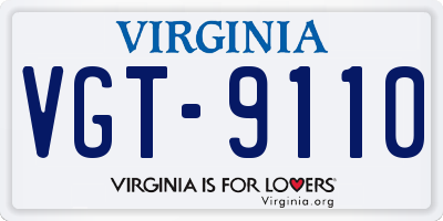 VA license plate VGT9110