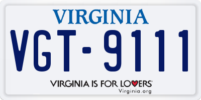 VA license plate VGT9111
