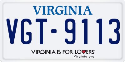 VA license plate VGT9113