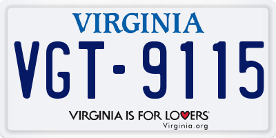 VA license plate VGT9115