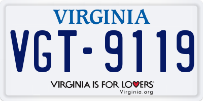 VA license plate VGT9119