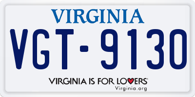 VA license plate VGT9130