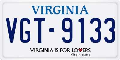VA license plate VGT9133