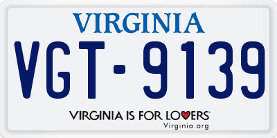 VA license plate VGT9139