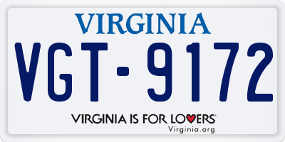 VA license plate VGT9172