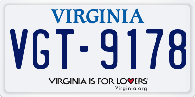 VA license plate VGT9178