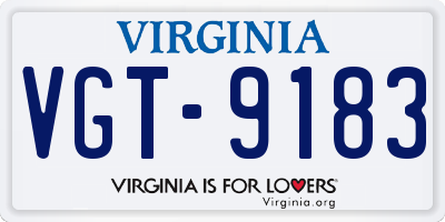 VA license plate VGT9183