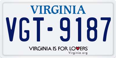 VA license plate VGT9187