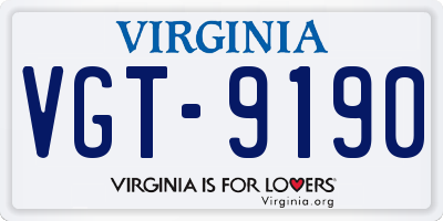 VA license plate VGT9190