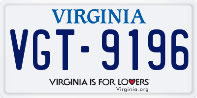VA license plate VGT9196
