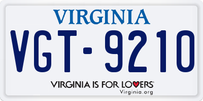 VA license plate VGT9210