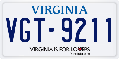 VA license plate VGT9211