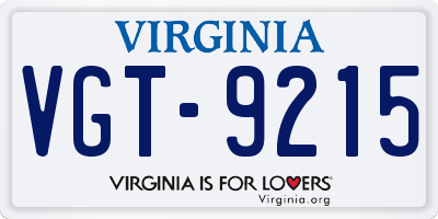VA license plate VGT9215