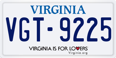 VA license plate VGT9225