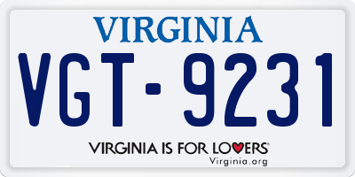 VA license plate VGT9231