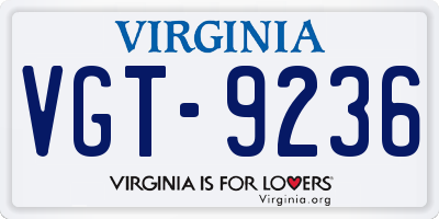 VA license plate VGT9236
