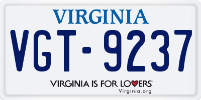 VA license plate VGT9237