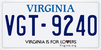 VA license plate VGT9240
