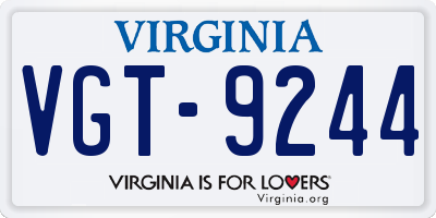 VA license plate VGT9244