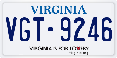 VA license plate VGT9246