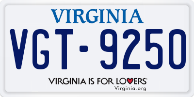 VA license plate VGT9250