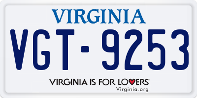 VA license plate VGT9253