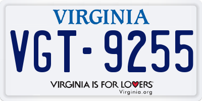 VA license plate VGT9255
