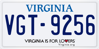 VA license plate VGT9256