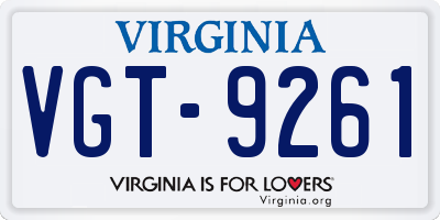VA license plate VGT9261