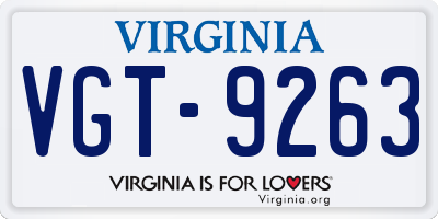 VA license plate VGT9263