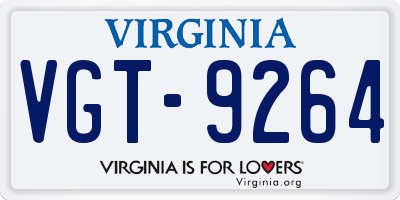 VA license plate VGT9264