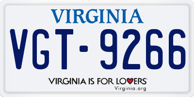 VA license plate VGT9266