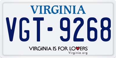 VA license plate VGT9268