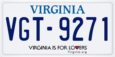 VA license plate VGT9271