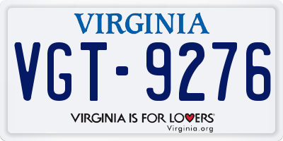 VA license plate VGT9276