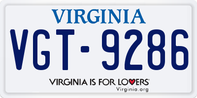 VA license plate VGT9286