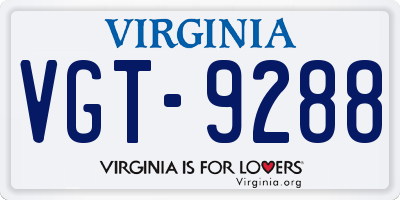 VA license plate VGT9288